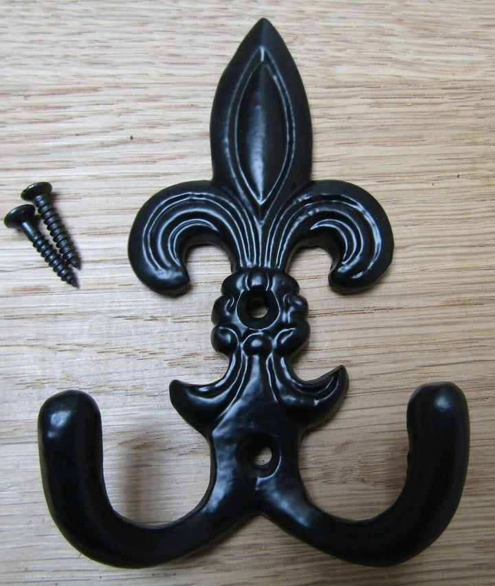 Fleur De Lys Hook Black Antique.