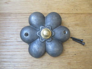 Flower Door Bell Push Antique Iron.