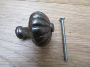 Pumpkin Fluted Cabinet Knob Antique Iron 32mm.