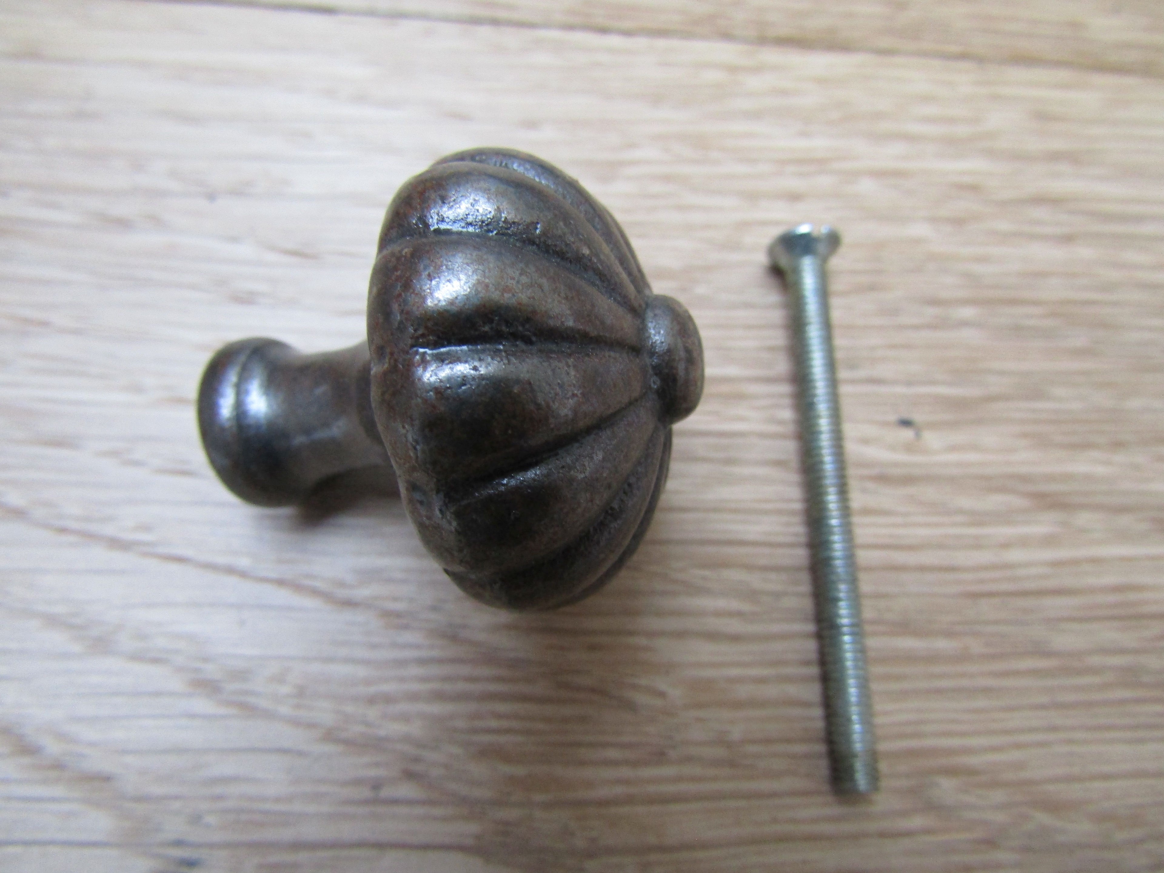 Pumpkin Fluted Cabinet Knob Antique Iron 32mm.