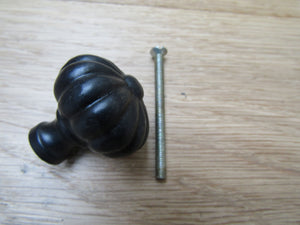 Pumpkin Fluted Cabinet Knob Black Antique 32mm.