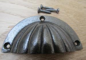 Fluted Cup Pull Handle Antique on Iron.