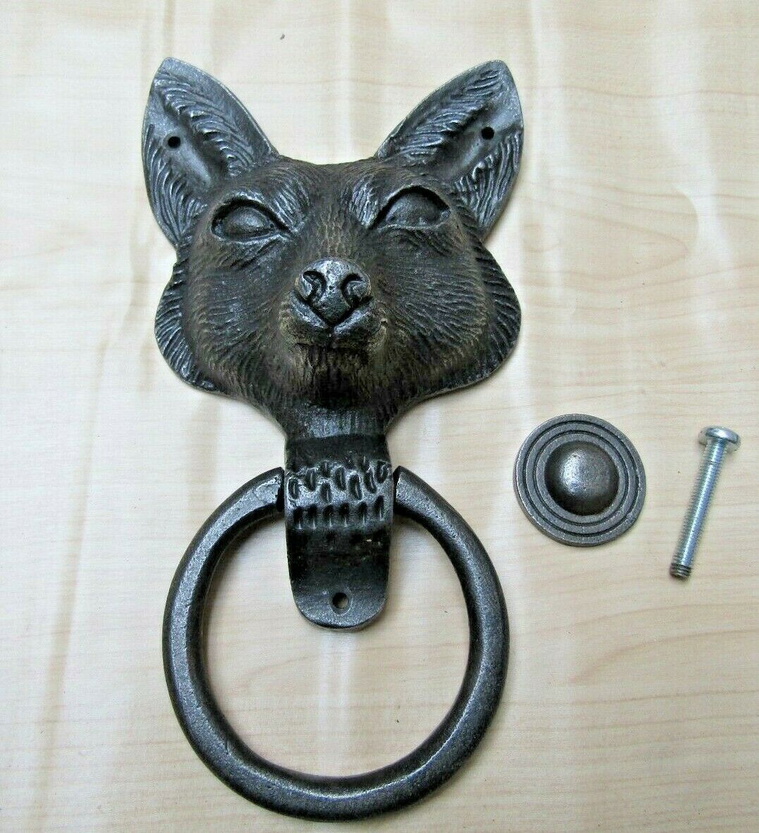 Large Fox Head Door Knocker Antique Iron.
