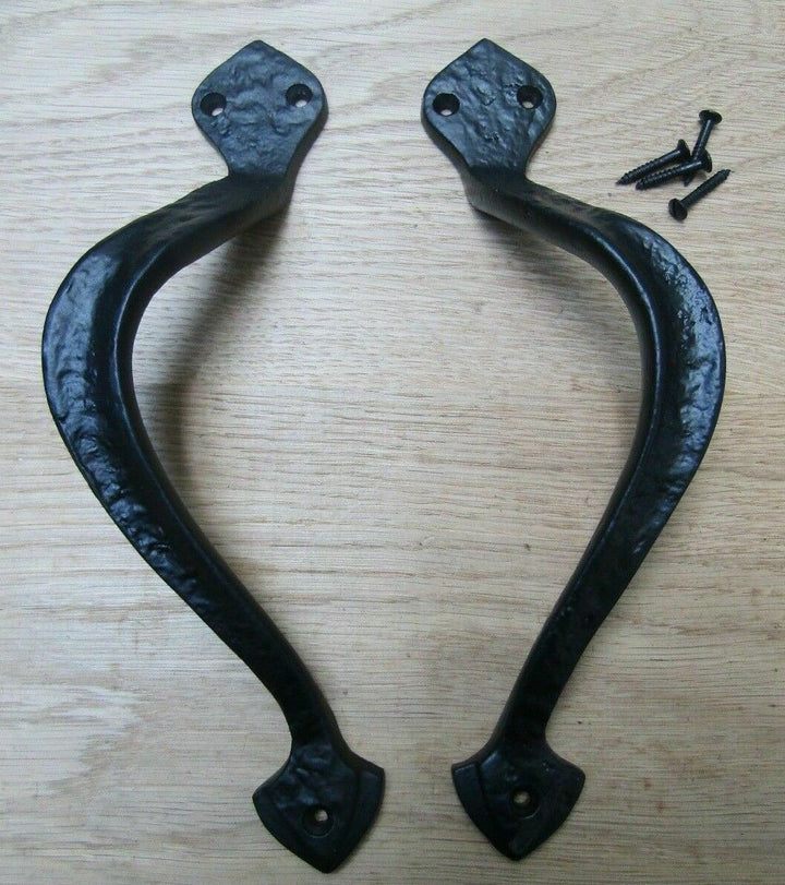 Pair Of Art FOXCOTE Door Pull Handles Black Antique.