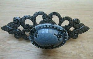 French Grey Glazed Cabinet Knob with back plate.