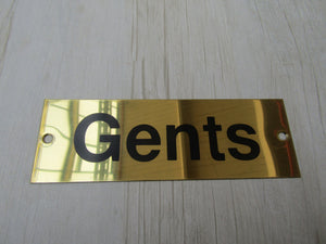 Rectangular Brass Gents Door Sign.
