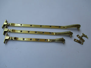Georgian Casement stay Arm 12inch Polished Brass.