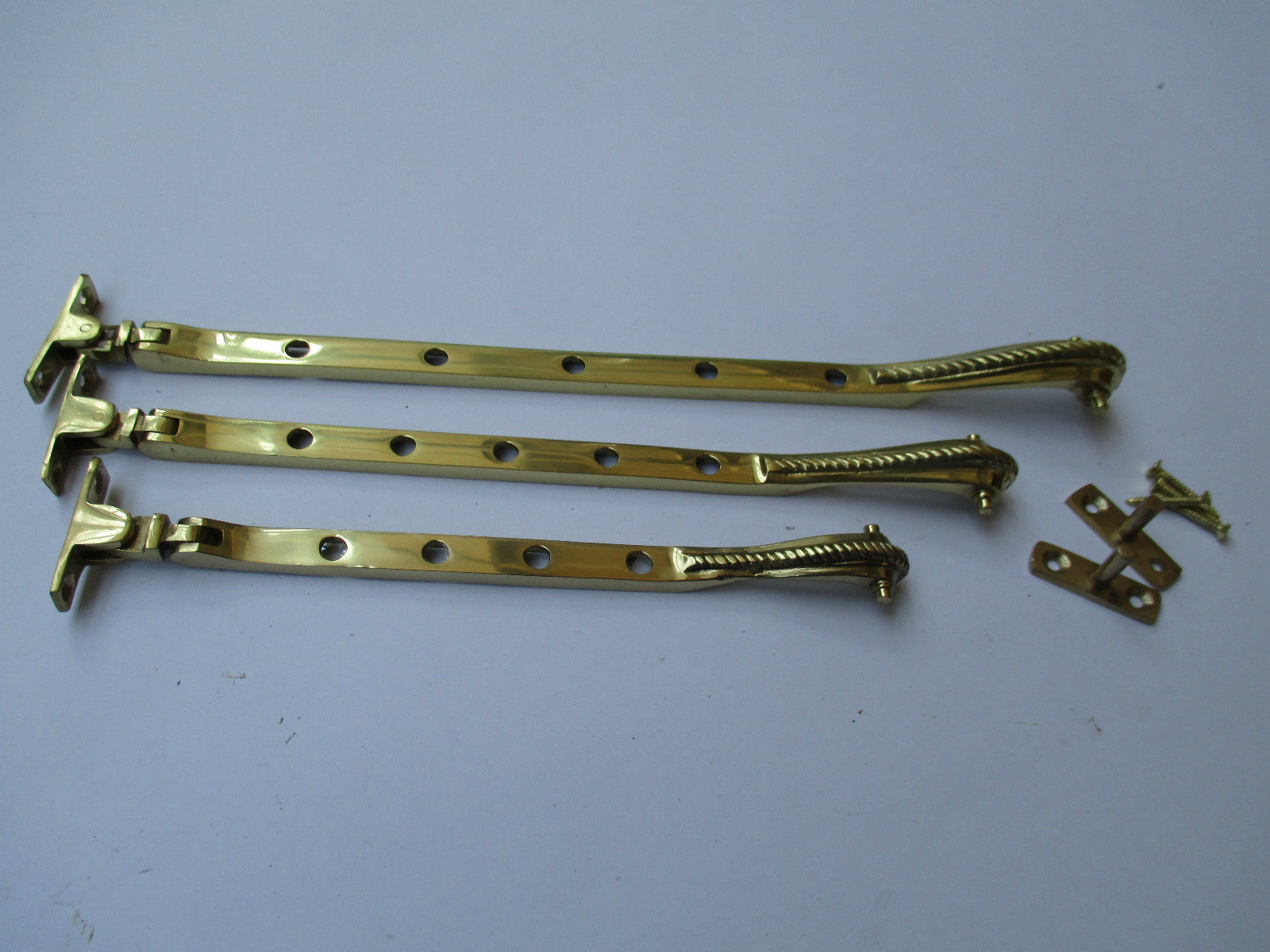 Georgian Casement stay Arm 12inch Polished Brass.