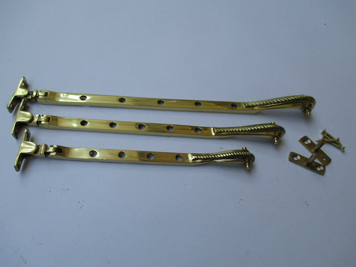 Georgian Casement stay Arm 8inch Polished Brass.