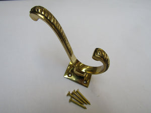 Georgian Volute Square Coat Hook Polished Brass.
