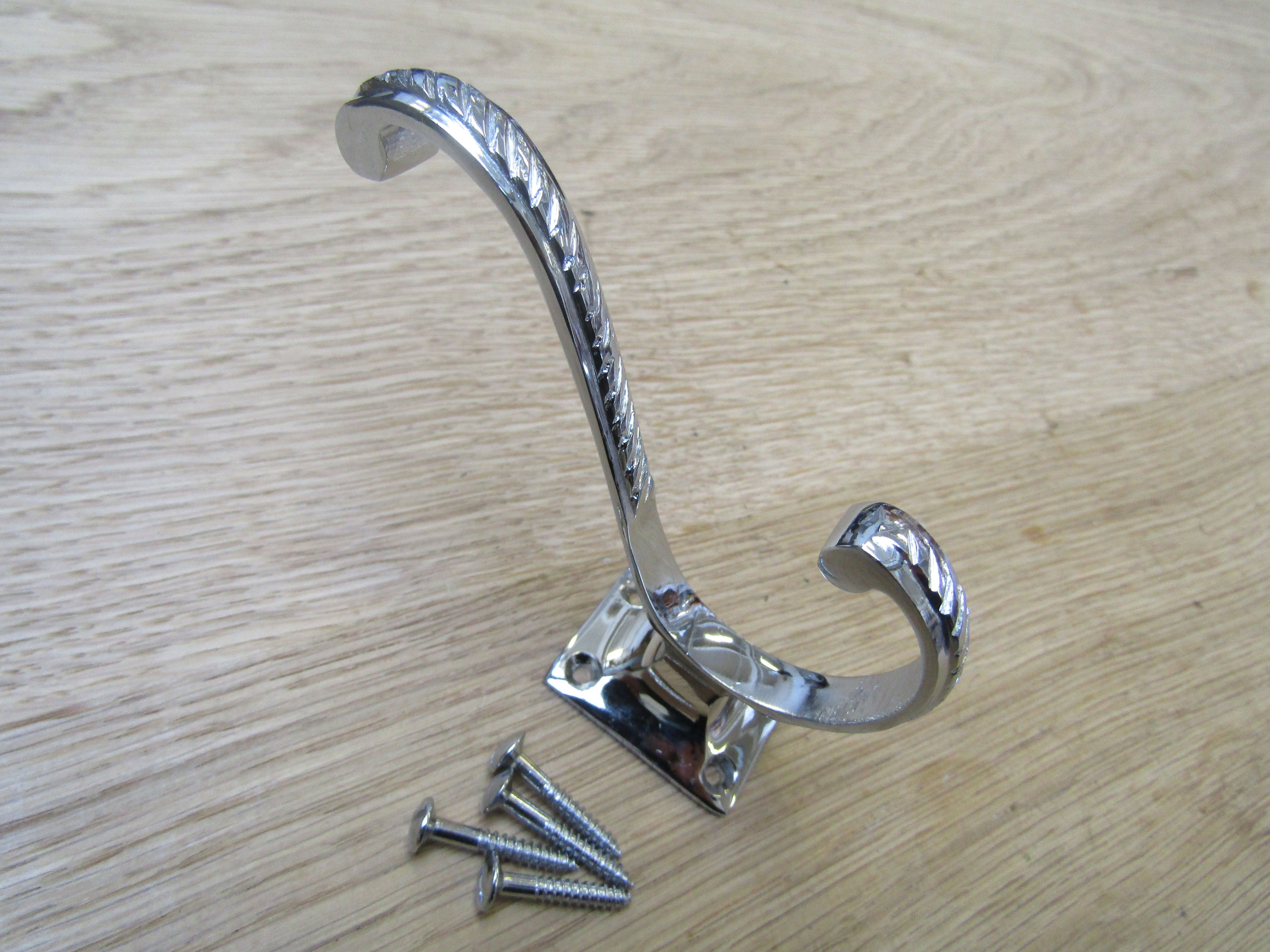 Georgian Volute Square Coat Hook Polished Chrome.
