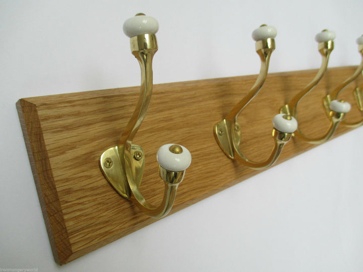 Polished Brass Gloucester 6 Hook Coat Rail 68cm.