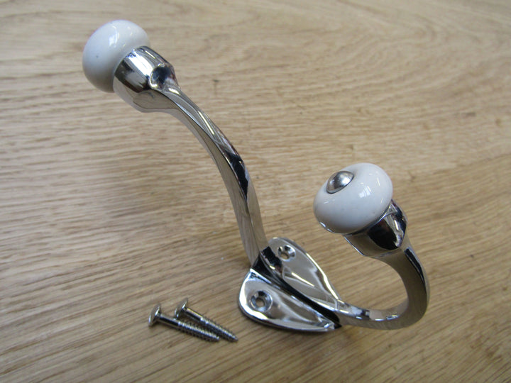 Gloucester Ceramic Coat Hooks Polished Chrome.