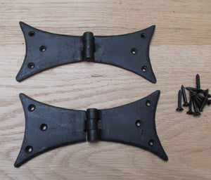 Pair Of 6inch Hand Forged Gothic Bat Door Hinges.