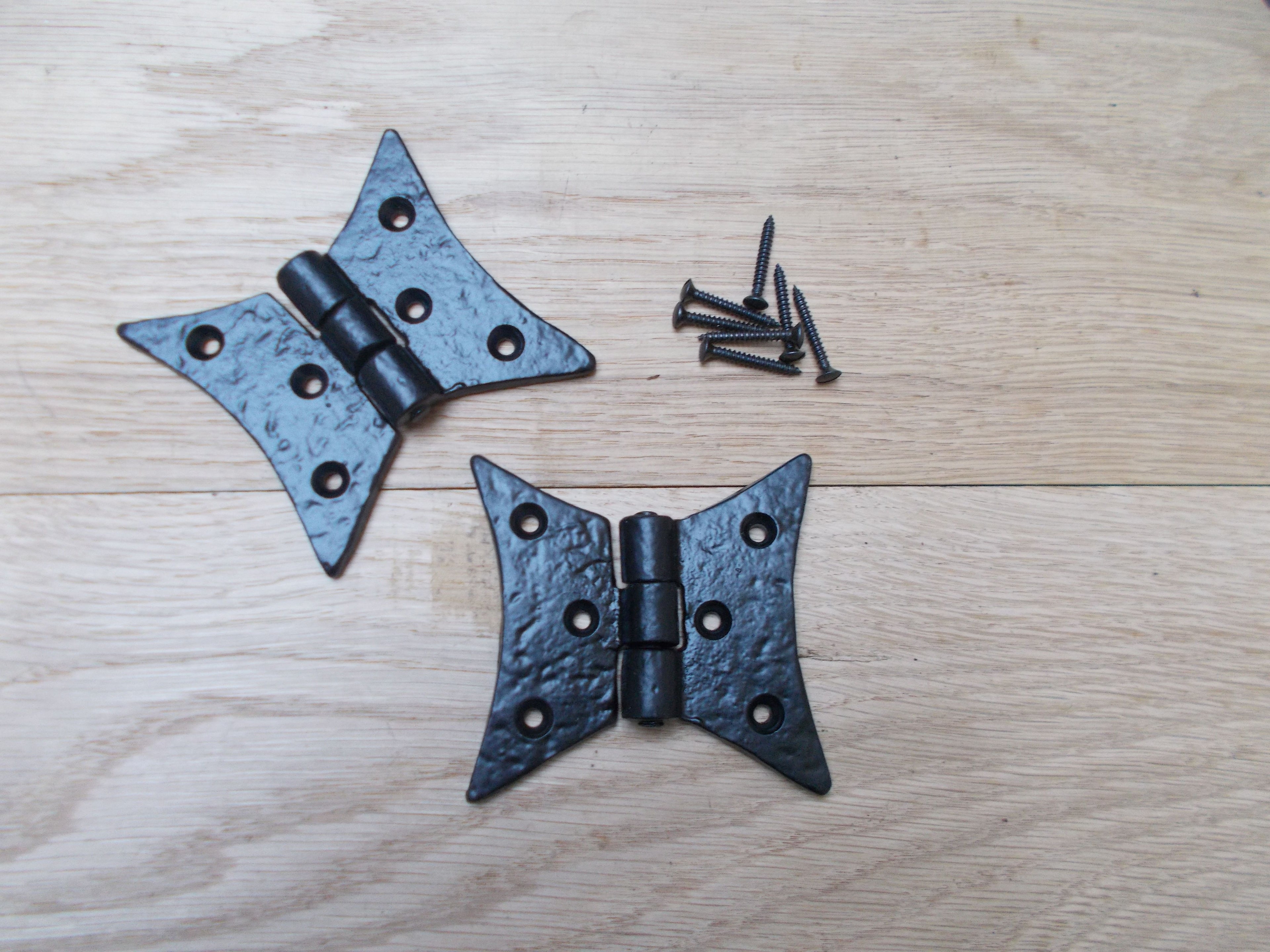 Cast Iron Gothic Cabinet Butt Hinges black antique.