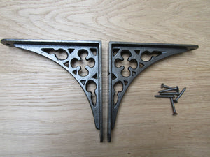 Pair Of 6inch Gothic Shelf Brackets Antique Iron.