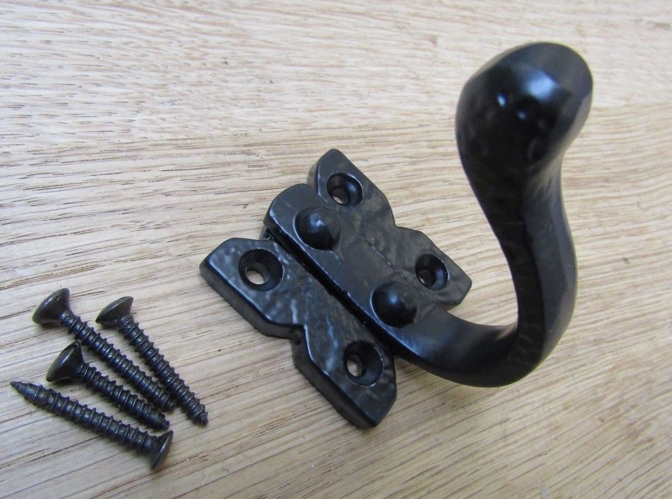Pack of 5 Gothic Single Robe hook Black Antique.