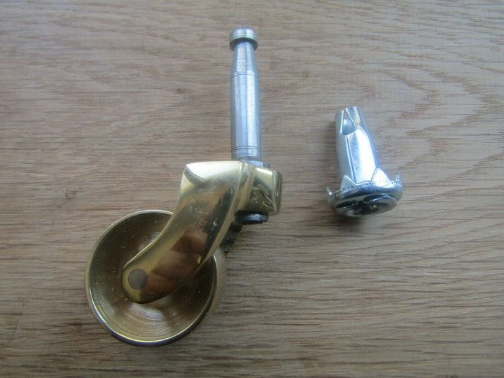 Furniture Grip Neck Peg Castor Polished Brass.