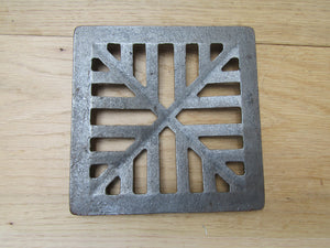 Rustic Cast Iron Gulley Gutter Lid Square Antique Iron 6inch.