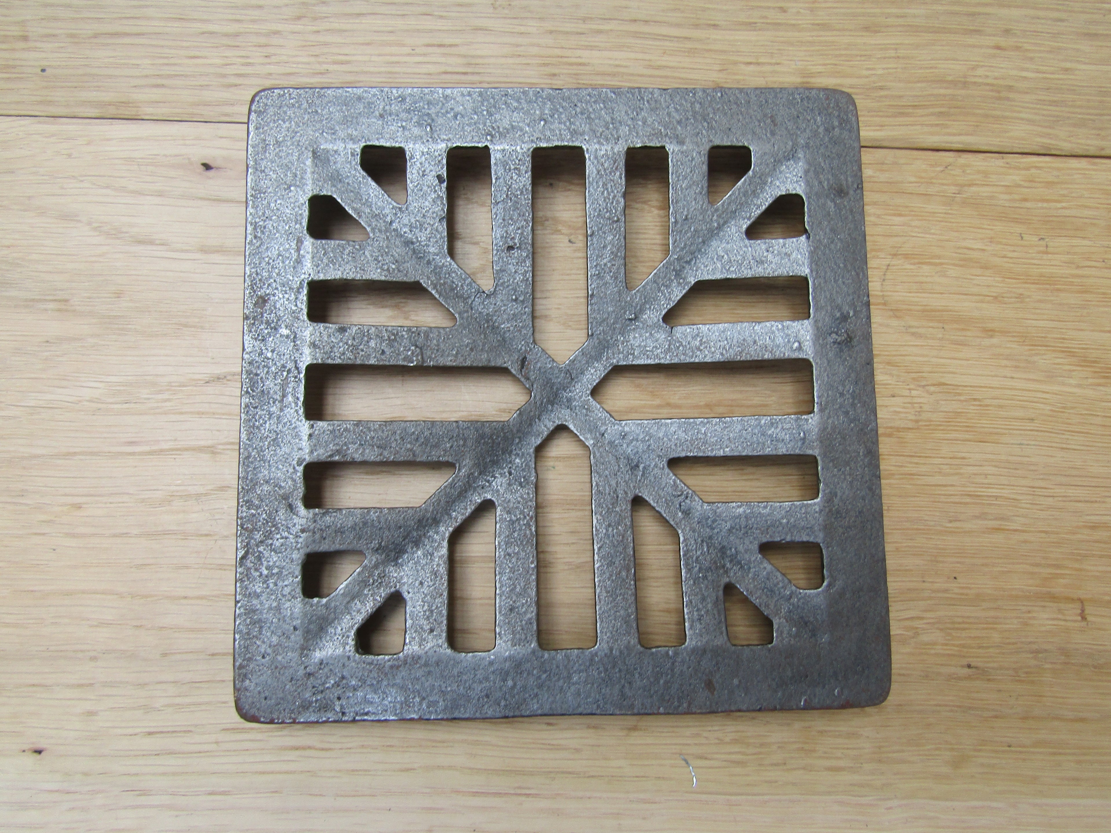 Rustic Cast Iron Gulley Gutter Lid Square Antique Iron 6inch.