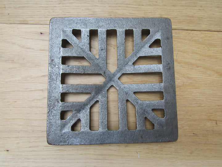 Rustic Cast Iron Gulley Gutter Lid Square Antique Iron 6inch.