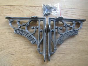Pair Of 5inch GWR 1883 EMBOSSED Shelf Brackets Antique Iron.