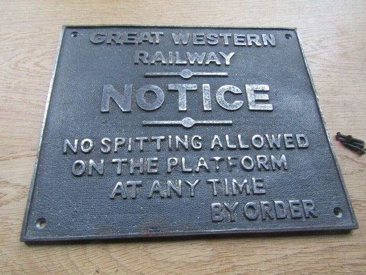 Cast Iron GWR Platform Plaque Antique Iron.