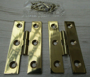 Pair Of H Hinges Polished Brass.