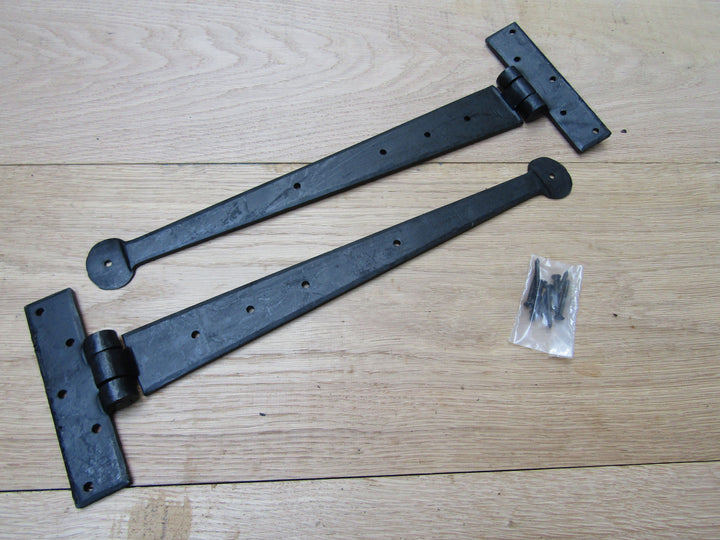 Pair of 15inch Penny End Hinges Black Wax.