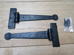 Pair of Penny End Cabinet Hinges 8inch Black Wax.