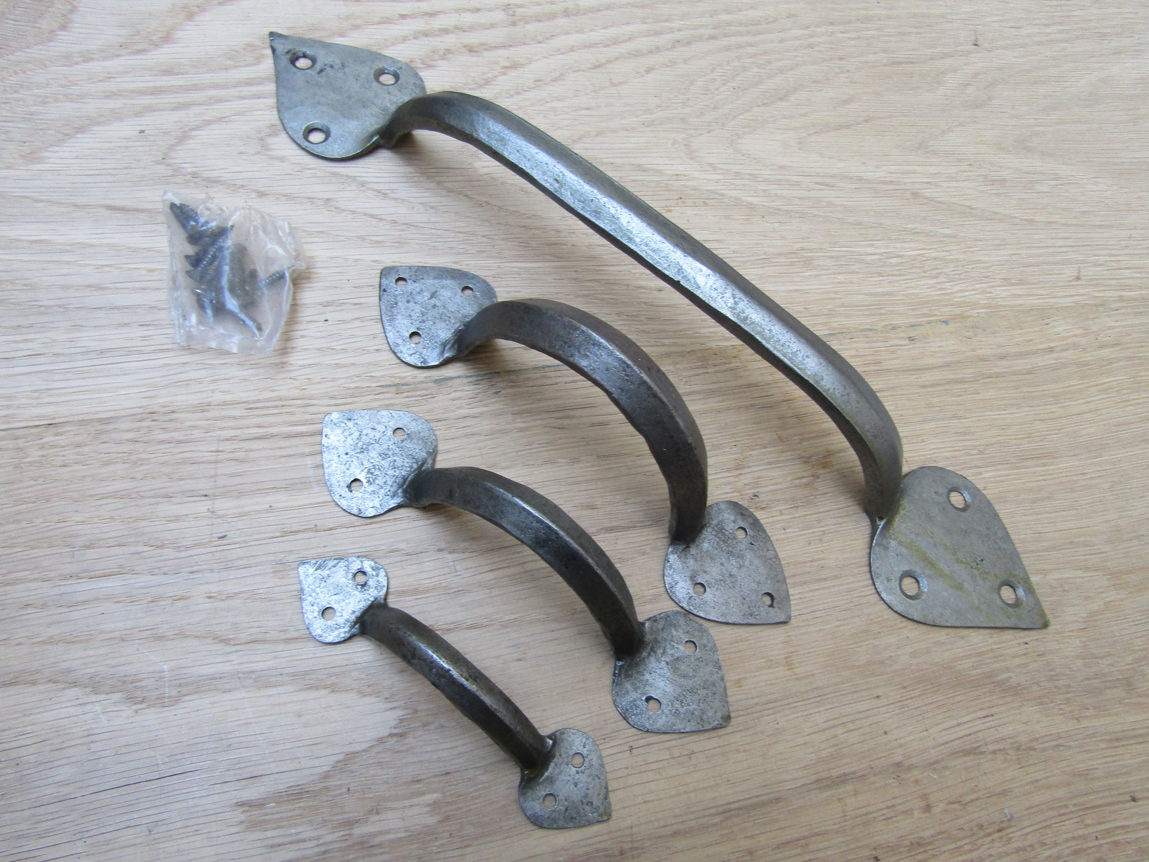 6inch Hand Forged Spear Leaf Pull Handle Antique Iron.