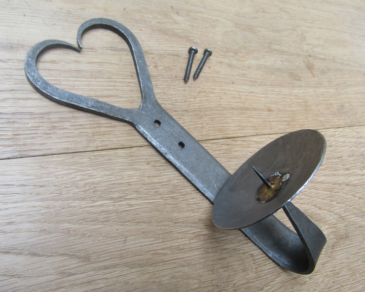 Hand forged Candle Holder Antique Iron 8inch Heart Shape.
