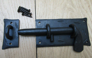 Hand Forged Cottage Slide Bolt Black Wax.