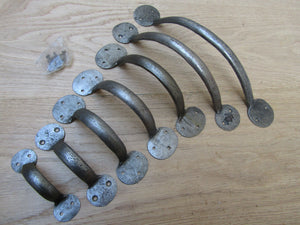 Handforged Penny End Cabinet Pull Handle Antique Iron 10inch.