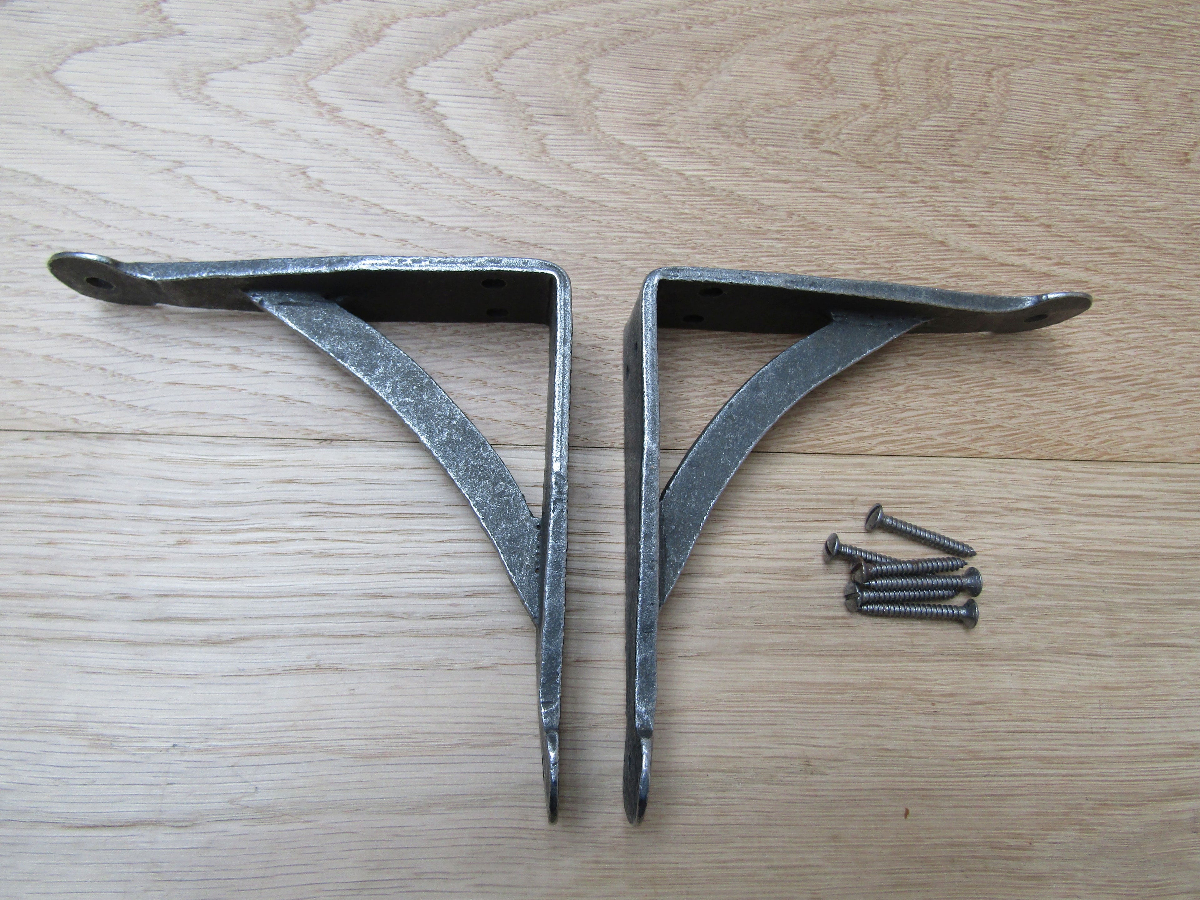 Pair Of Hand Forged Penny End Shelf Brackets 4inch.