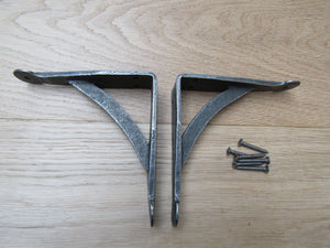 Pair Of Hand Forged Penny End Shelf Brackets 5inch.