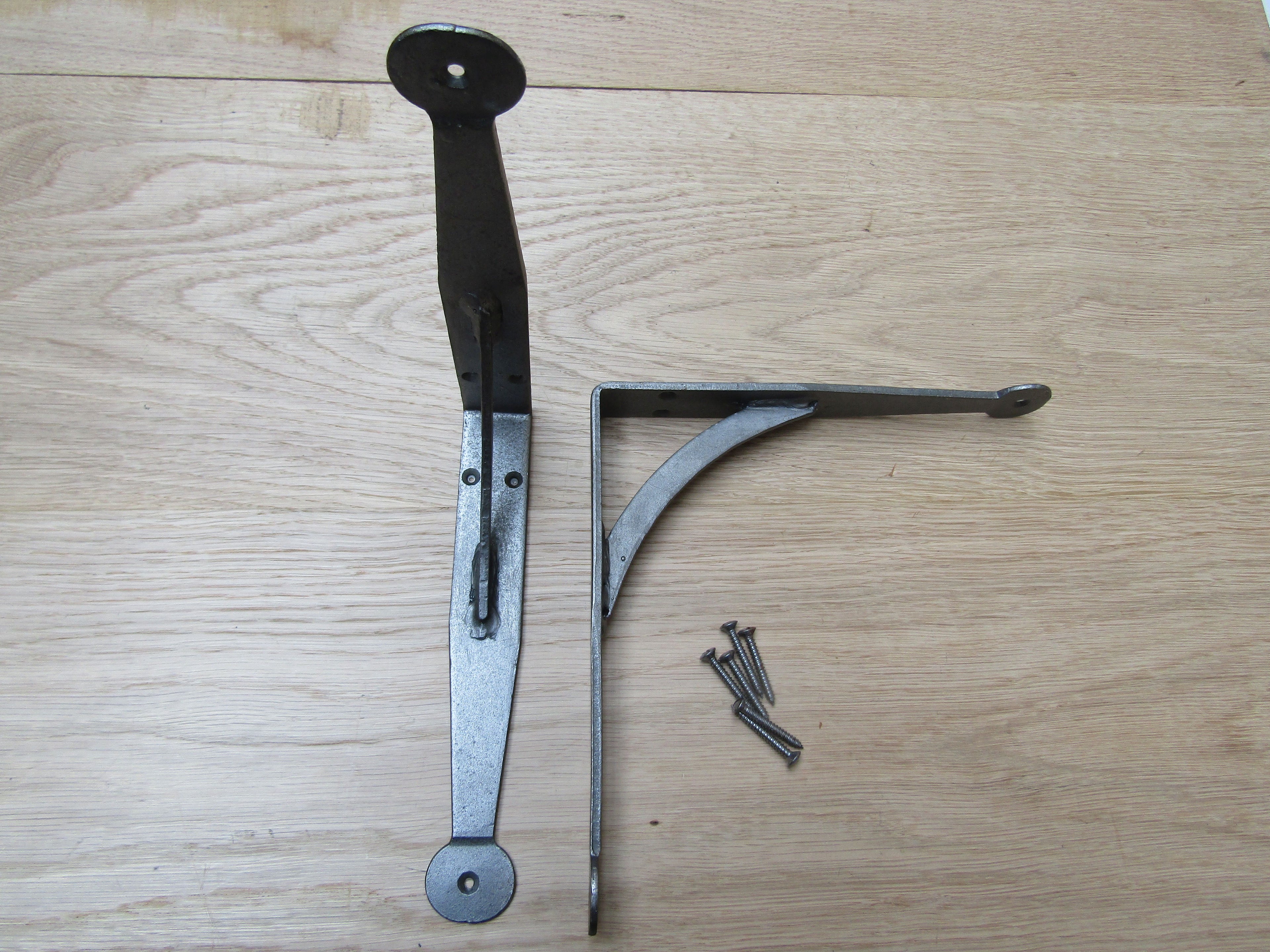 Pair Of Hand Forged Penny End Shelf Brackets 6inch.