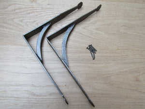 Pair Of Hand Forged Penny End Shelf Brackets 8inch.
