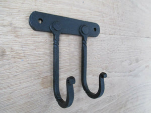 Handforged 2 Hook Hanger black wax.