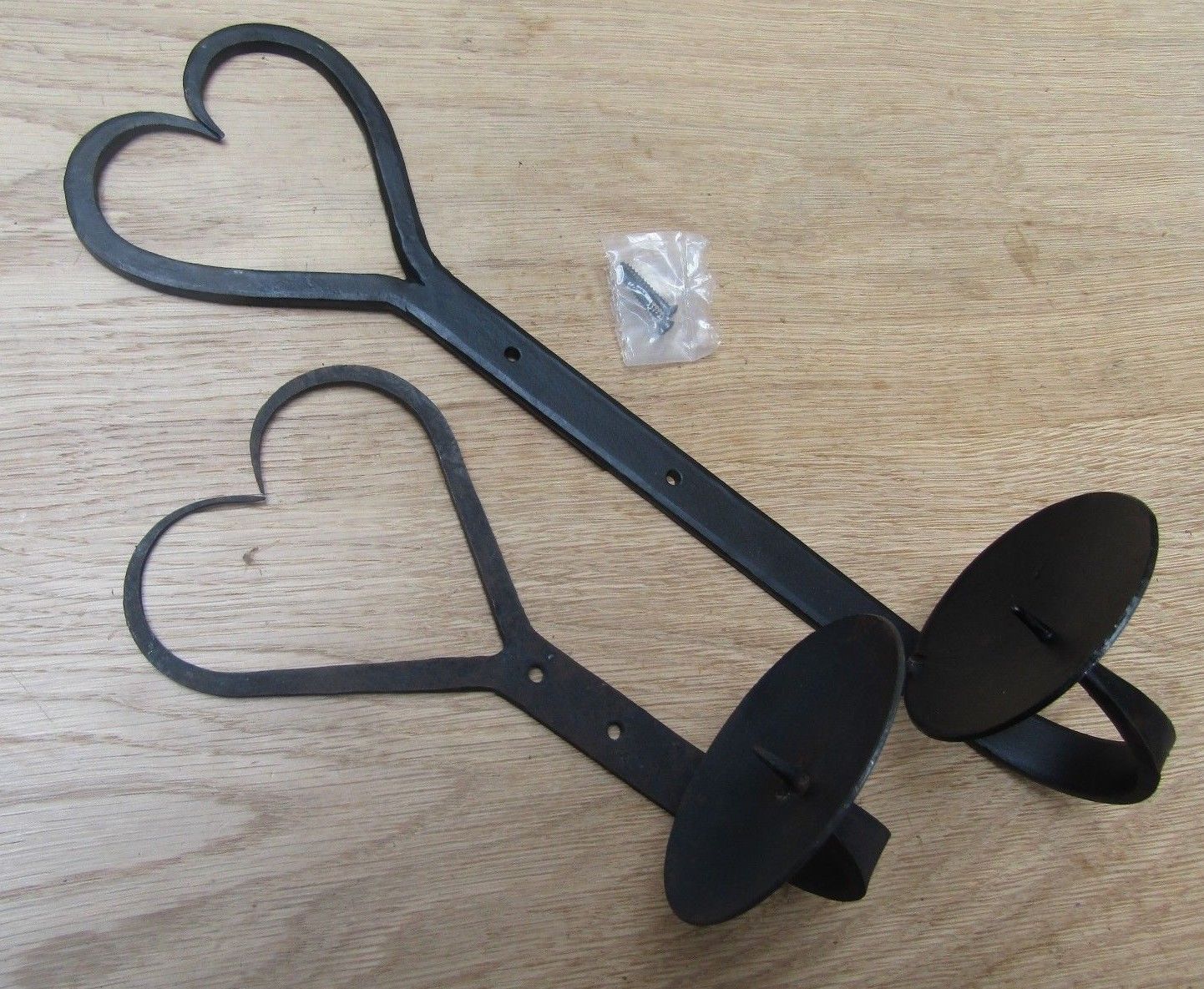 Hand forged Candle Holder Black Wax 8inch Heart Shape.