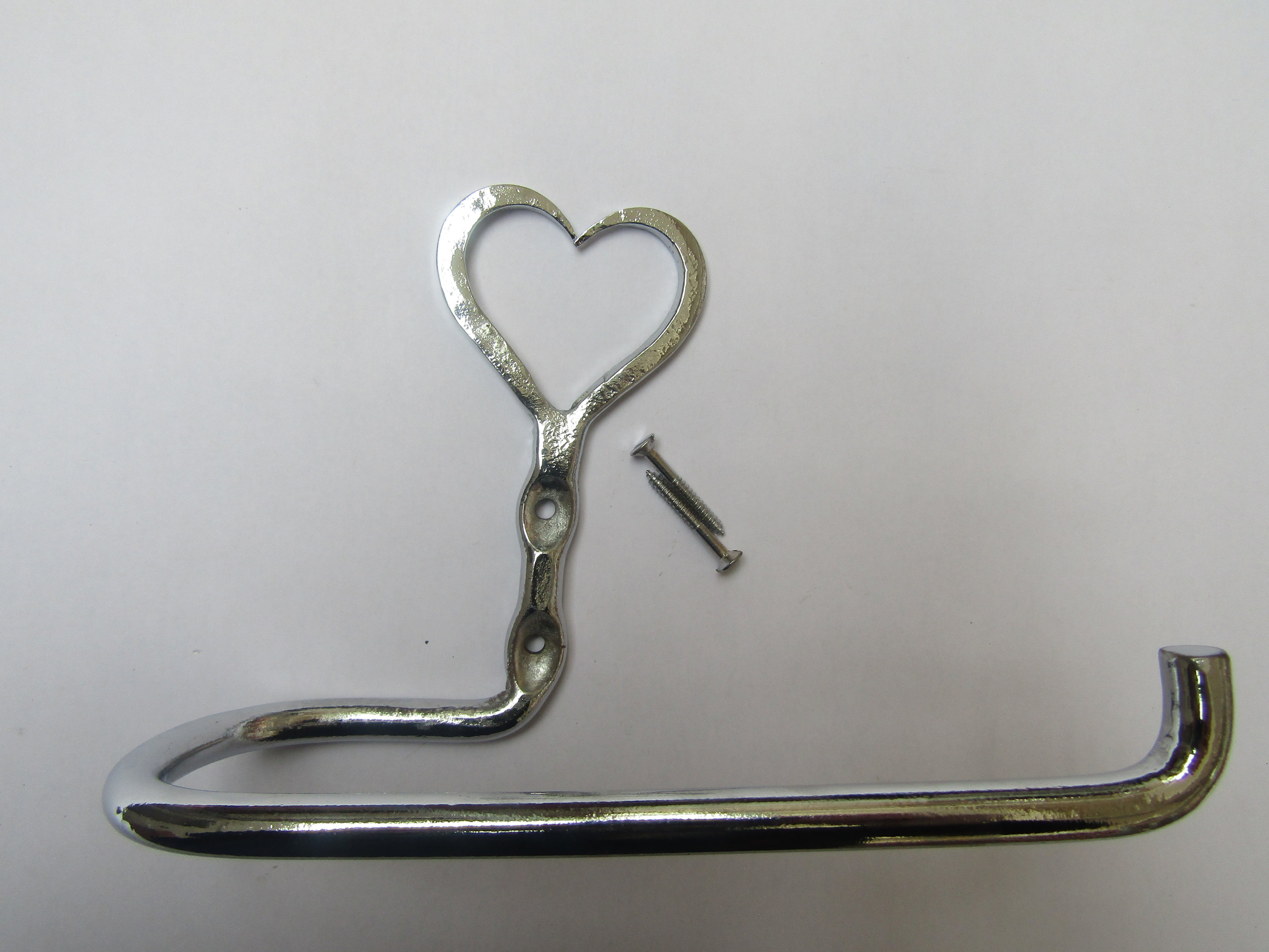 Hand Forged Heart Toilet Roll Holder Chrome.