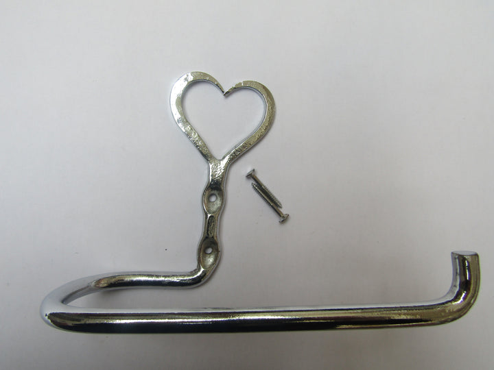 Hand Forged Heart Toilet Roll Holder Chrome.