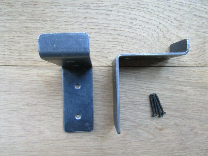 Pair of 4inch Utility Angled Lipped Shelf Bracket Antique Iron.