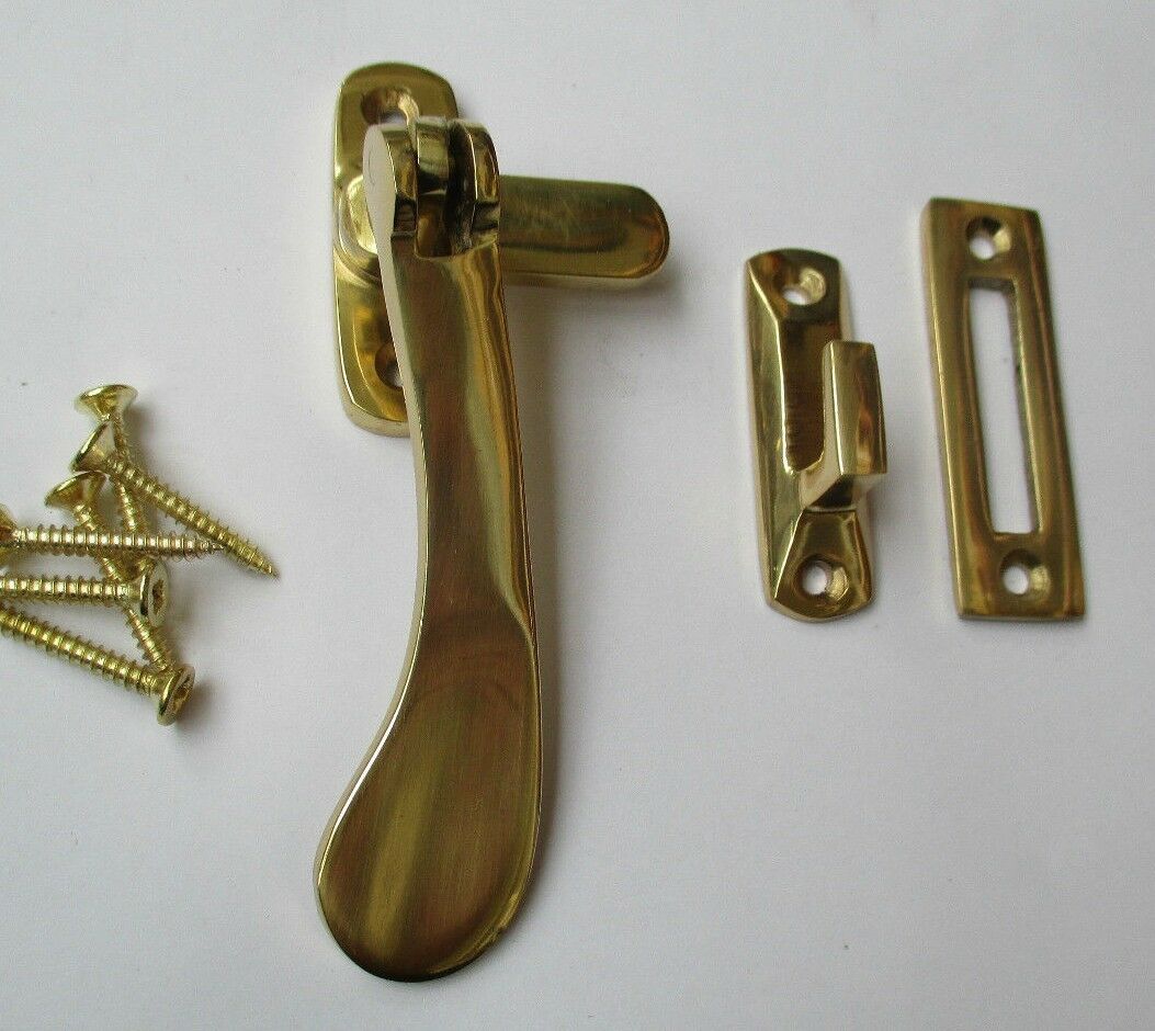 Polished Brass Window fittings Hook & Mortice Fastener.