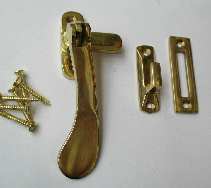 Polished Brass Window fittings Hook & Mortice Fastener.