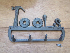 Tools Key Hanger Hook Rail Antique Iron.
