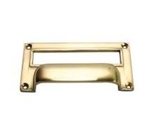 4inch Victorian Filing Cabinet Card Holder polished brass.