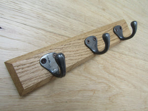 Wooden Key Hanger Antique Cast Iron Hooks.