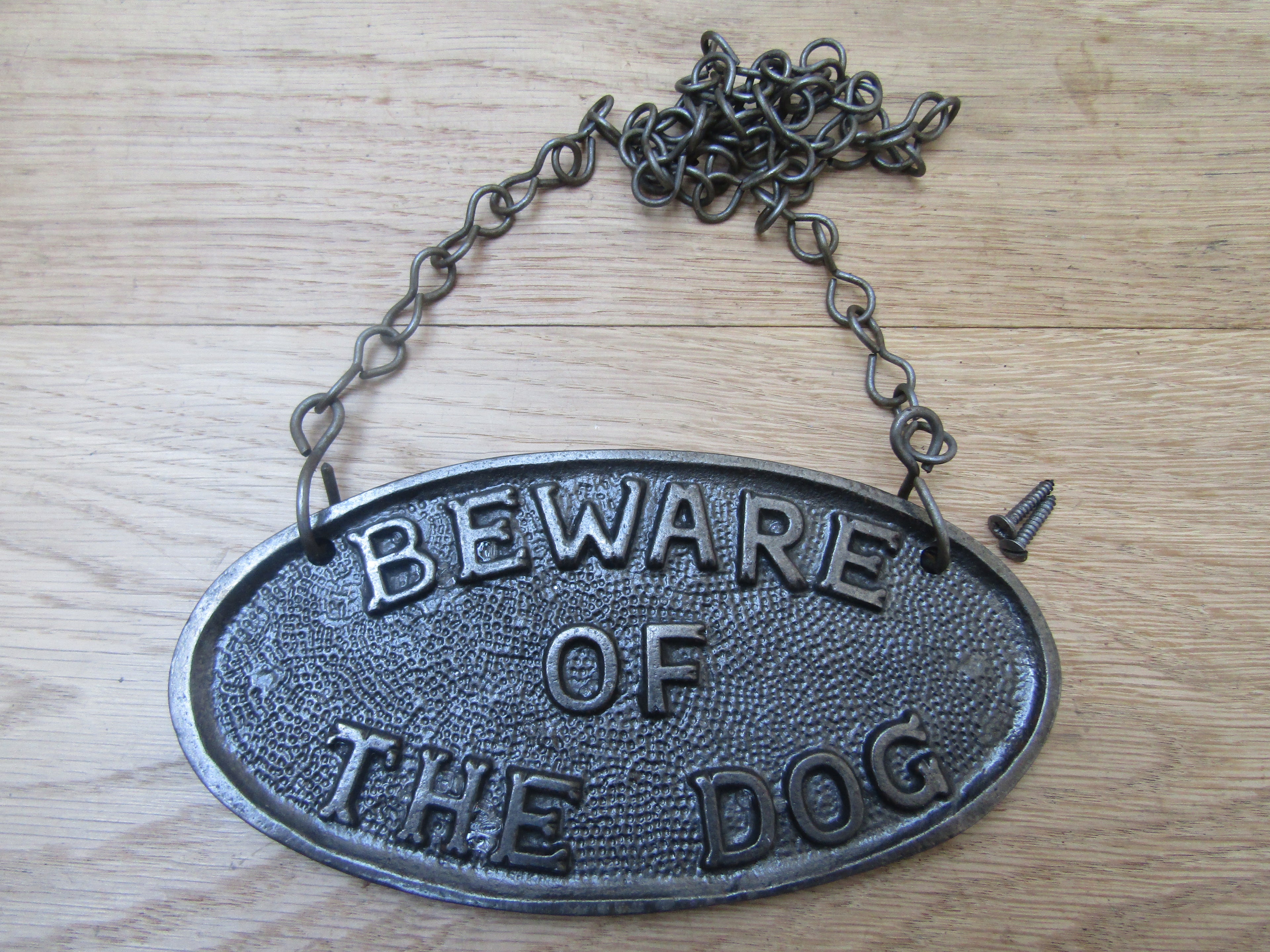 Cast Iron Beware Of The Dog Plaque.