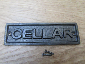 Cast Iron Cellar Plaque.